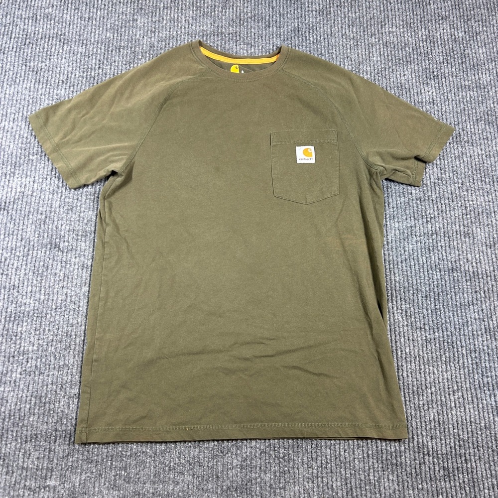 Carhartt Shirt Men's S  Force Relaxed Fit Pocket Green Raglan‎ Sleeve Tee